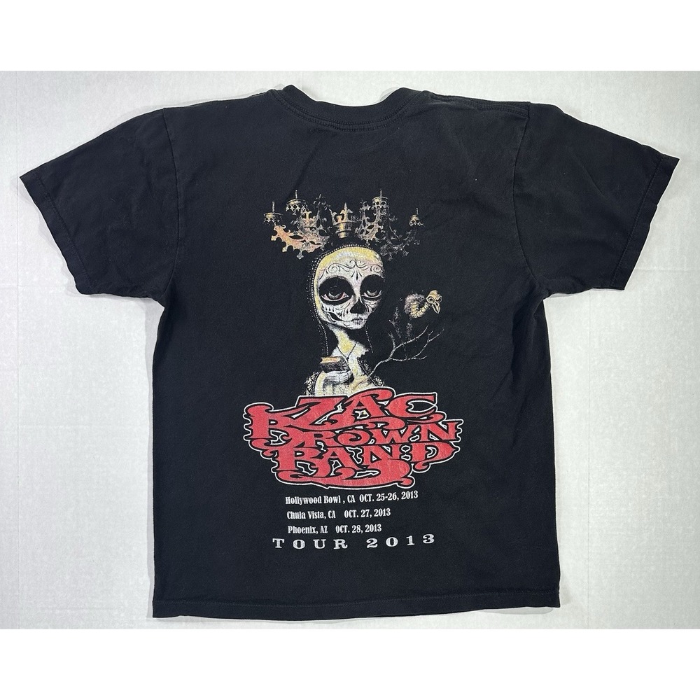 Zac Brown Band 2013 Tour T-Shirt Sugar Skull‎ Graphic Tee Black Medium